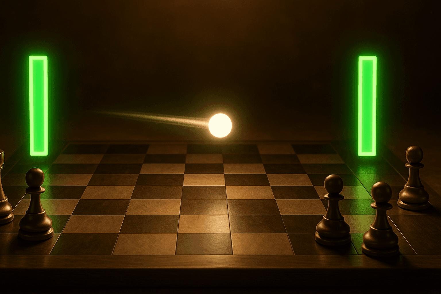 Board Pong — Pong, played with chess pieces as paddles