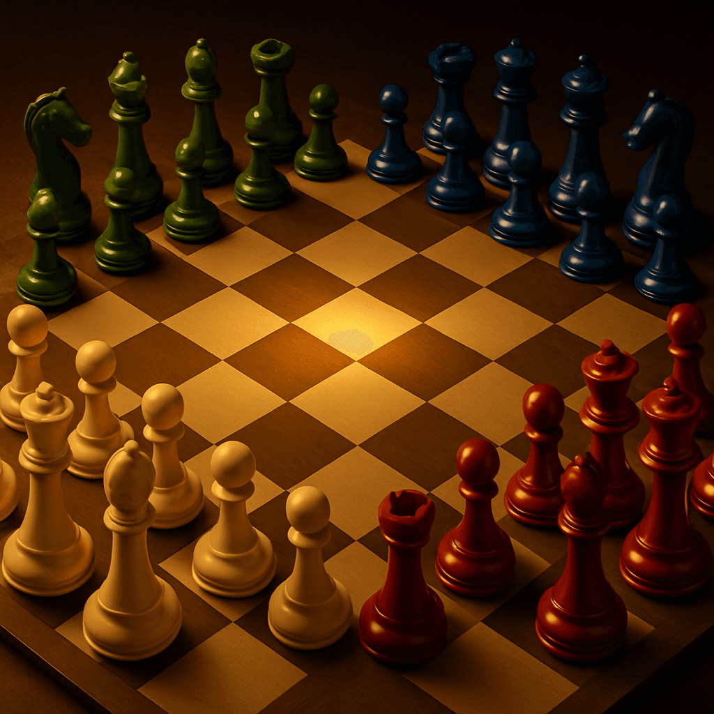 Four-Player Chess — Five boards, four armies, one cross